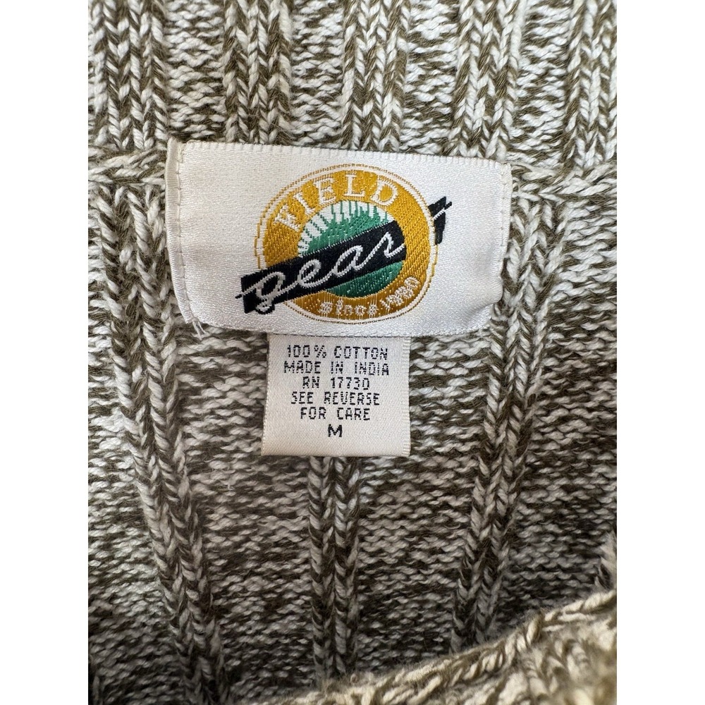 Vintage Field Gear Marled Sage Cable Knit Sweater Men's Size M Fisherman - Picture 2 of 4